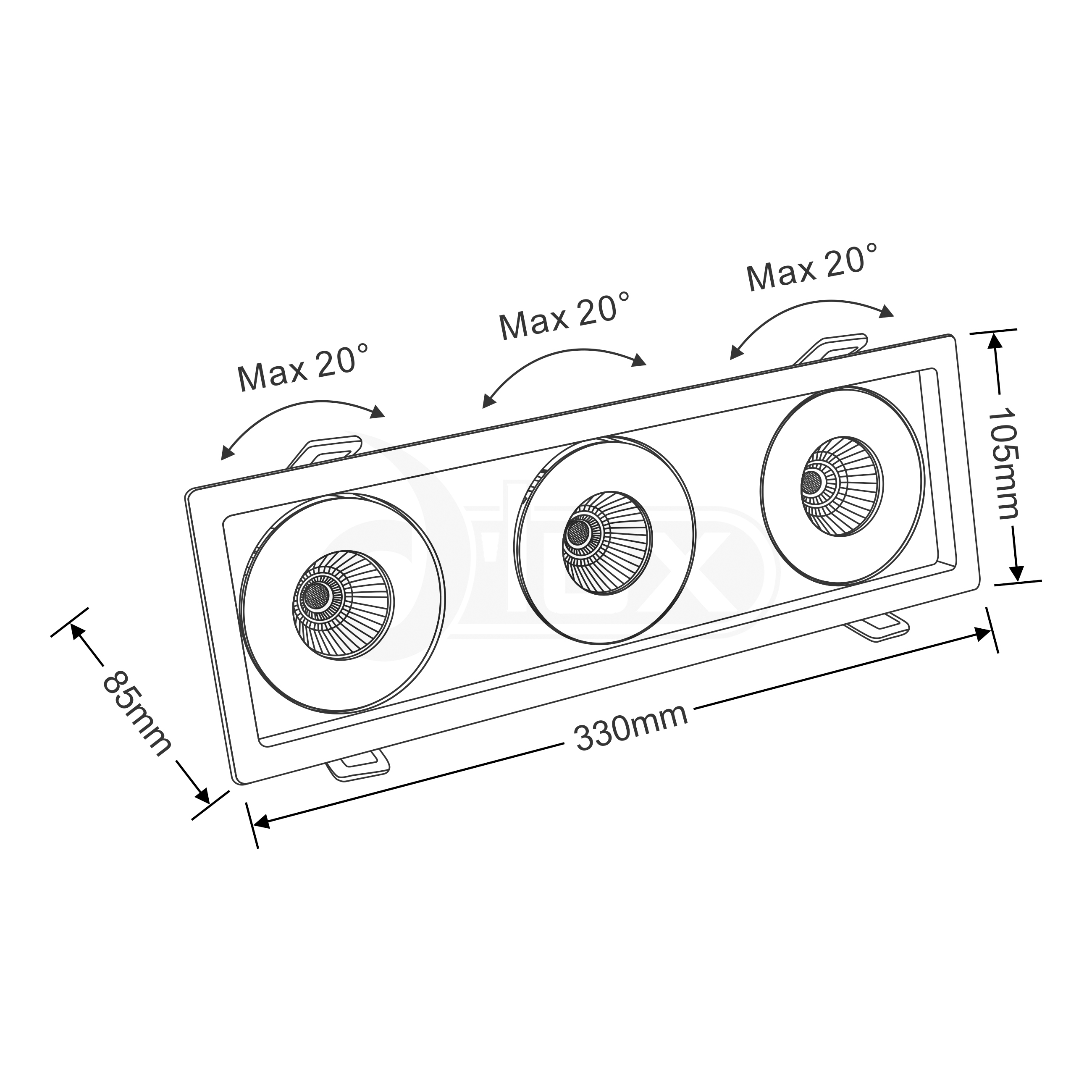 BIZZ 12-3 Recessed Ceiling Luminaires Dlux Multi-Head Recess Ceiling